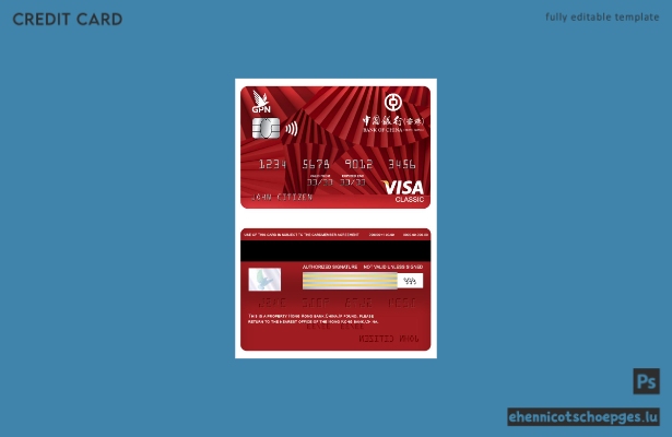 Vorschau einer Beispielkarte der Hong Kong Bank of China Visa Classic